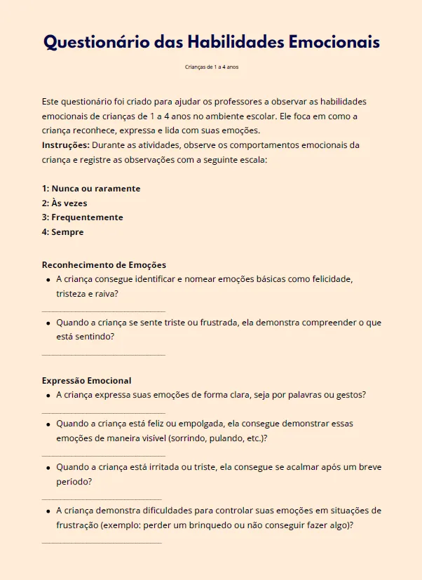 Questionário emocional